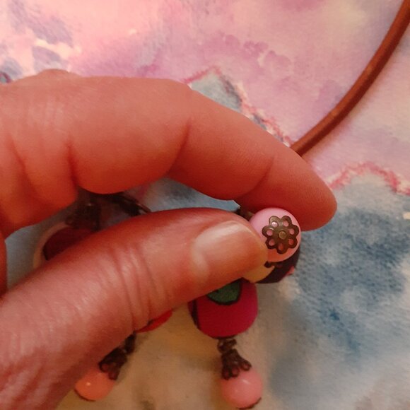 Boho Necklace With Fabric Covered Beads - Picture 2 of 6